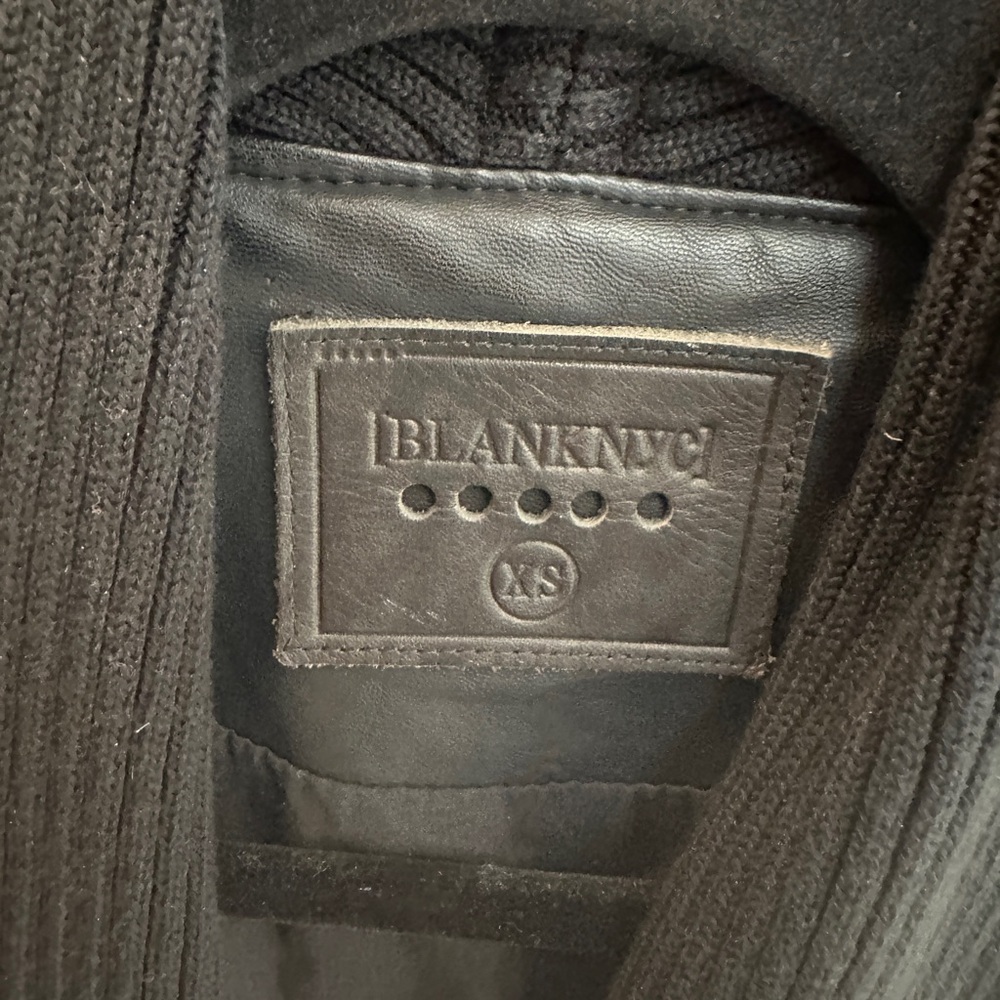 Blank NYC Black Leather Jacket Ribbed Drape Front Moto Lightweight | Size XS - Picture 15 of 16